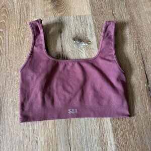 Set active pink mauve rose sports bra size small